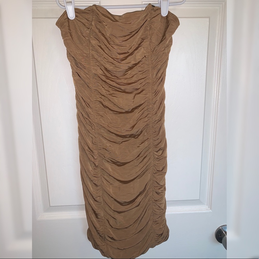 Gold Guess Ruched Dress